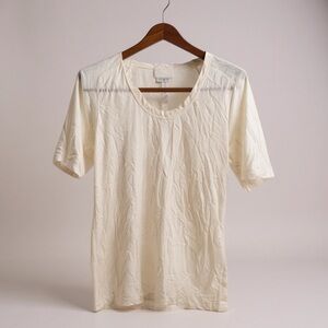 DKNY white Women's Jersey Top with Satin Trim